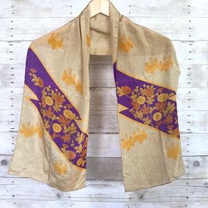 Purple & Gold Zinnia Wildflower Flora Leaf Scarf